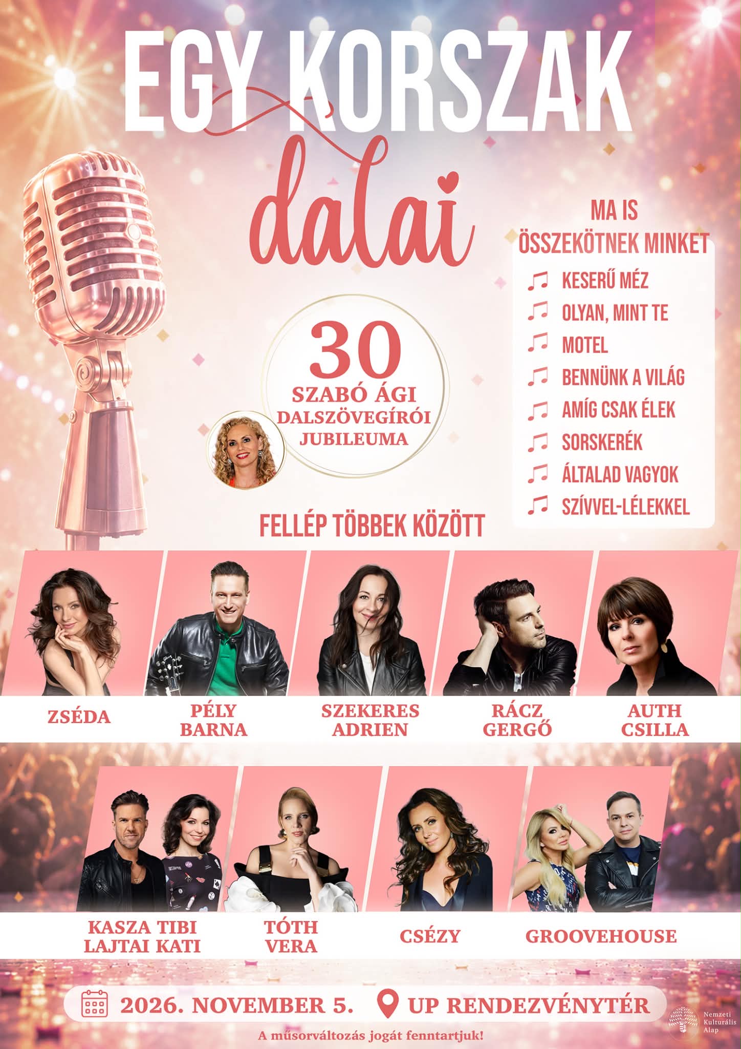 Egy korszak dalai – Szabó Ági jubileumi koncert plakátja