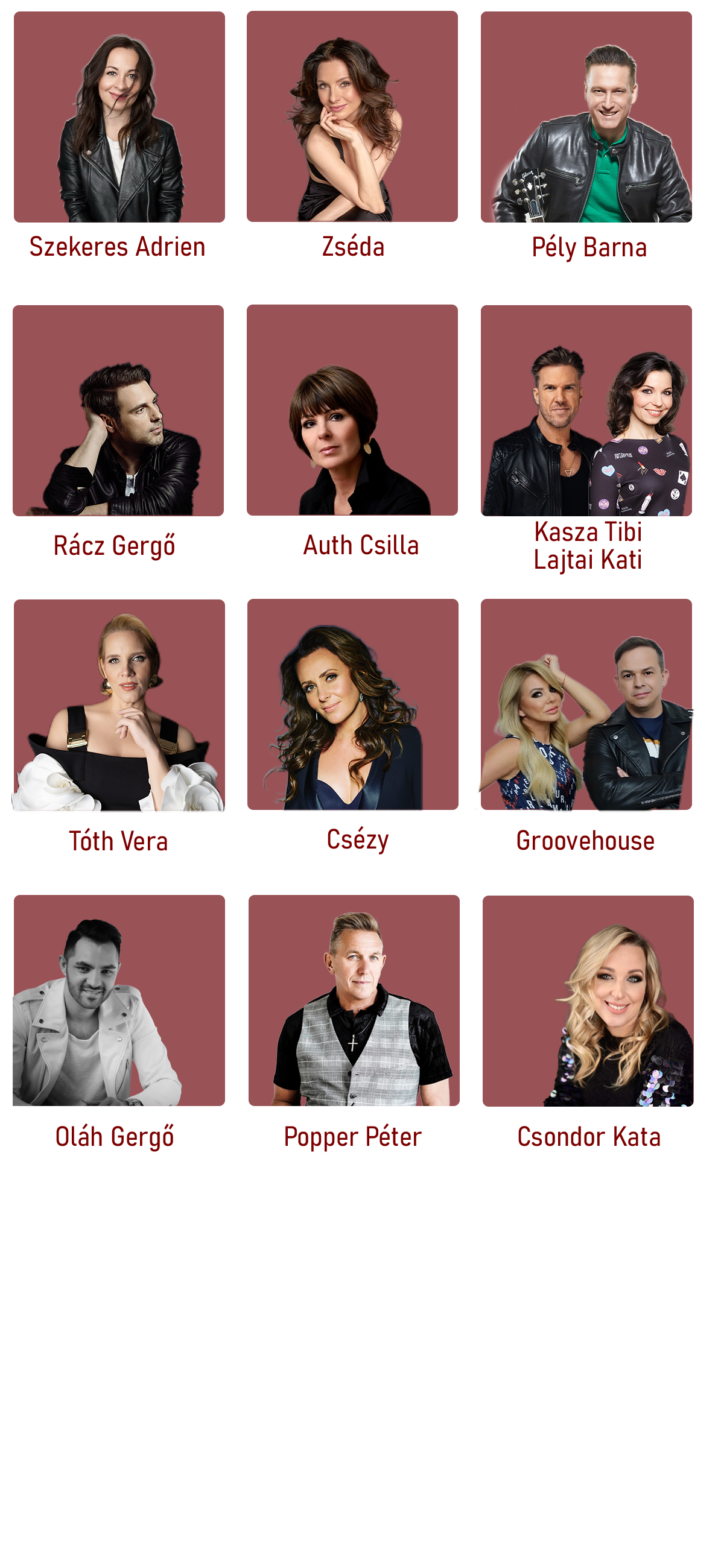 A jubileumi koncert fellépői